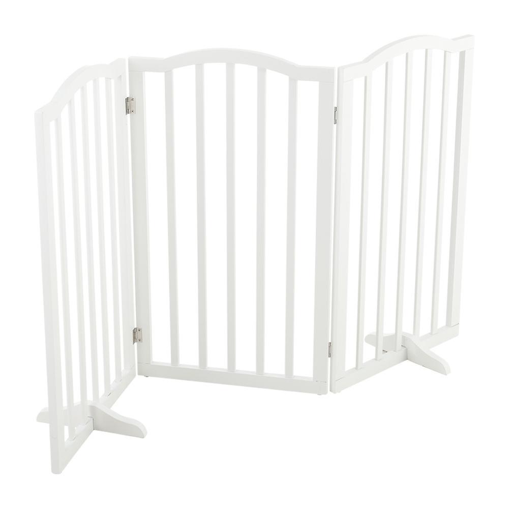 Living And Home Freestanding Pet Gate Wooden Dog Gate with Support Feet Foldable 3 Panel Pet Fence Safety Barrier for the House Doorway Stairs