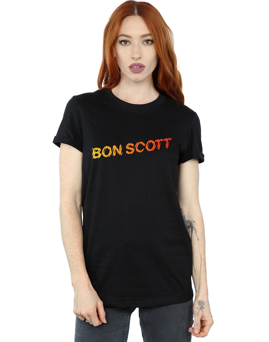 Absolute Cult Bon Scott Women's Shattered Logo Boyfriend Fit T-Shirt Black Small