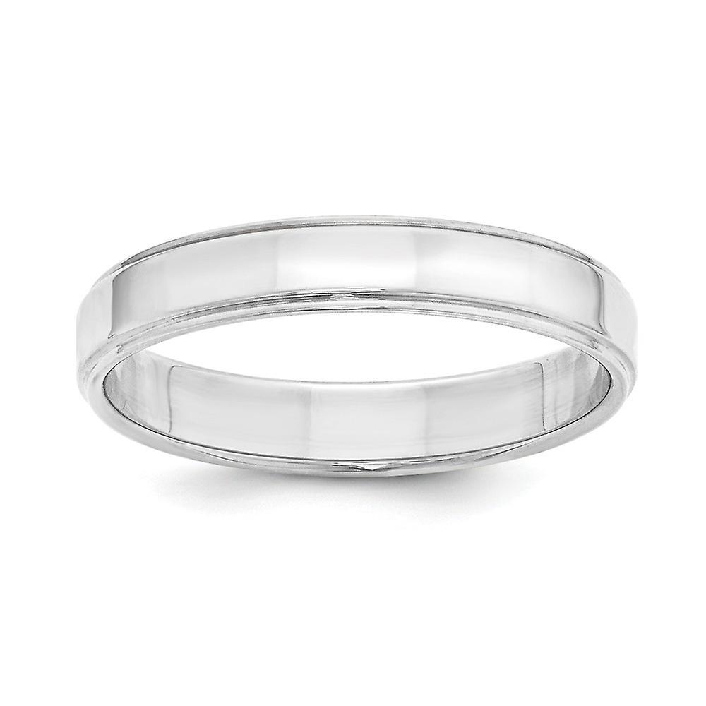 JewelryWeb 925 Sterling Silver Polished Flat Band Engravable 4mm Flat With Step Edge Band Ring Jewelry for Women - Ring Size: 4 to 9