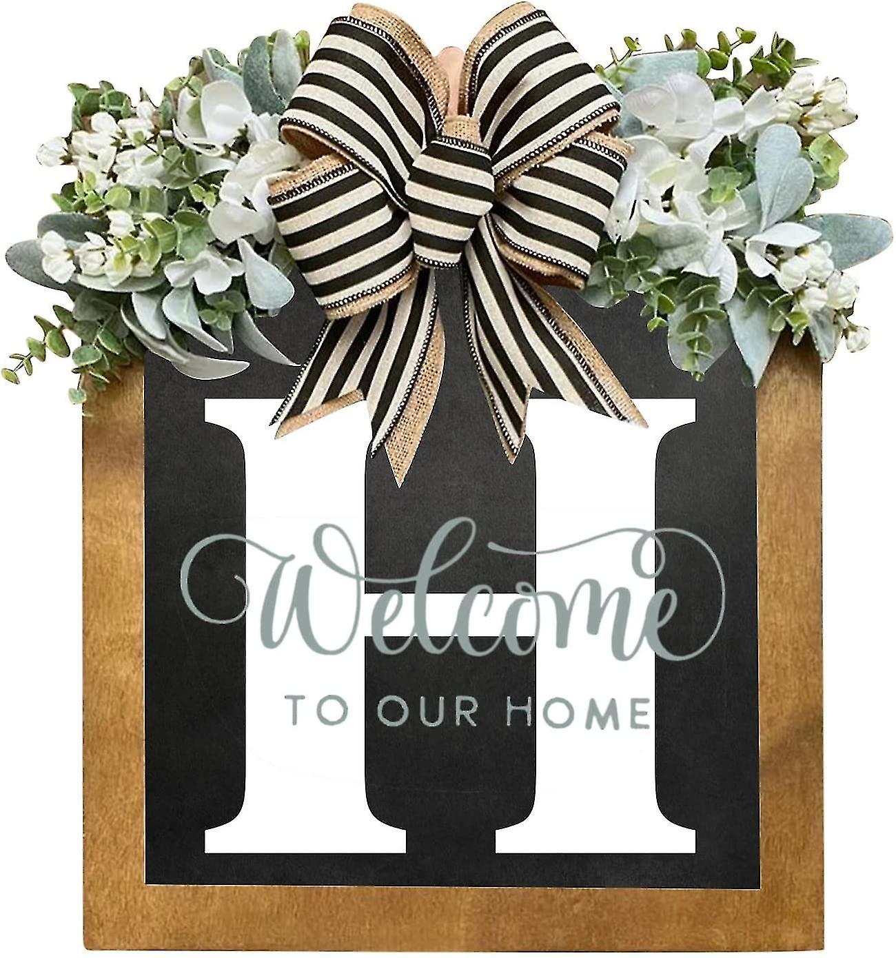 Tianzun Unique Last Name Year Round Front Door Wreath With Bow, 16" Welcome Sign Garland Creative 26 Letter Farmhouse Wreath H