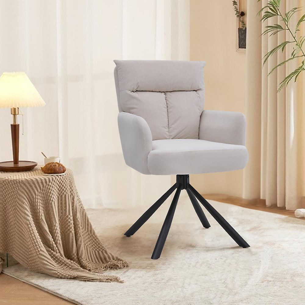 Living And Home Modern Swivel Chair Office Chair with Armrests for Bedroom Beige