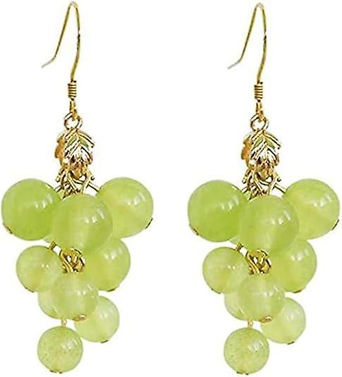 Heyone 3d Green Grapes Drop Earrings Cute Fruit Pink Peach Acrylic Gold Dangle Earrings For Women Girls Charm Jewelry Gift