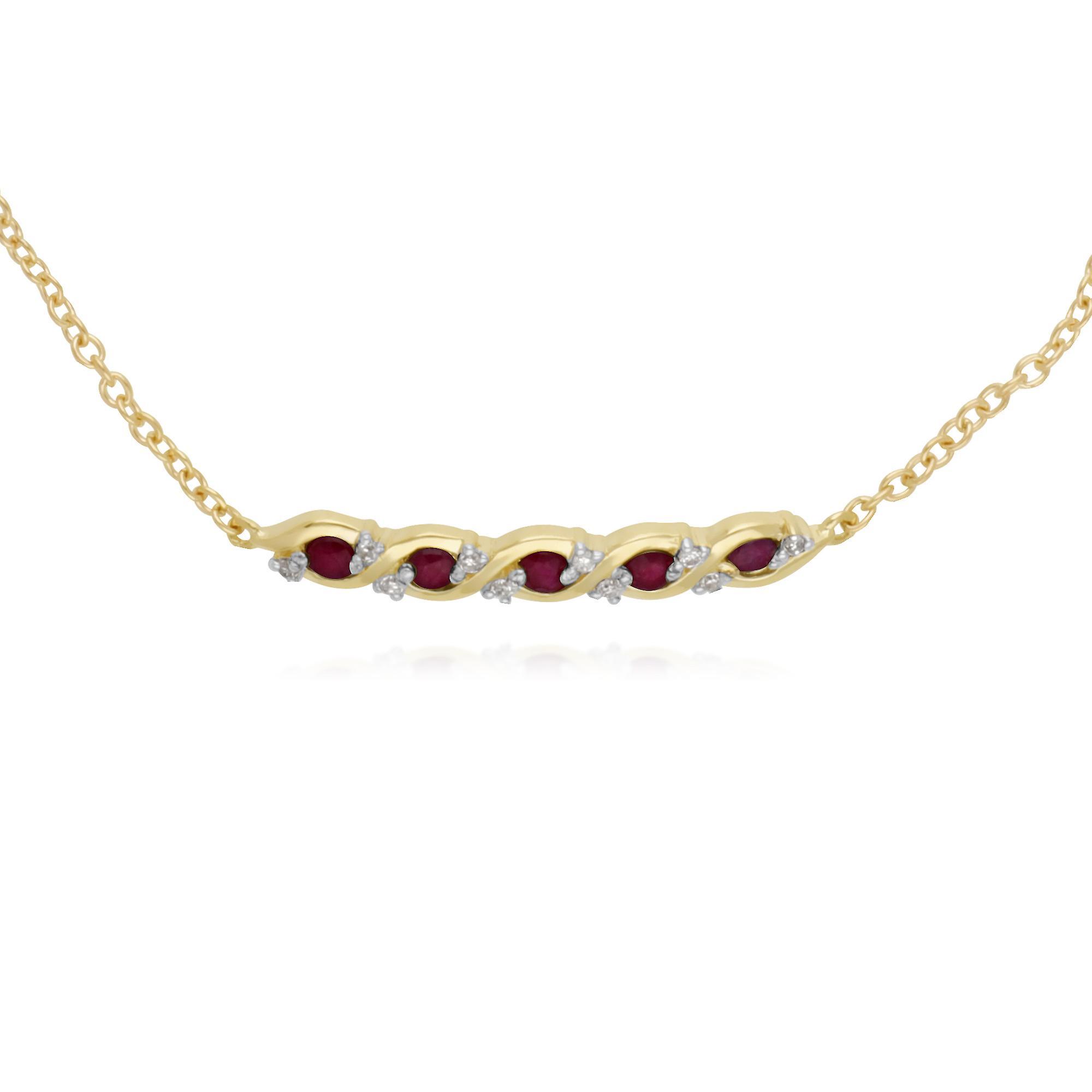 Gemondo Classic Style Five Ruby & Diamond Twisted Bracelet In 9ct Yellow Gold 135L0264029 Red One Size