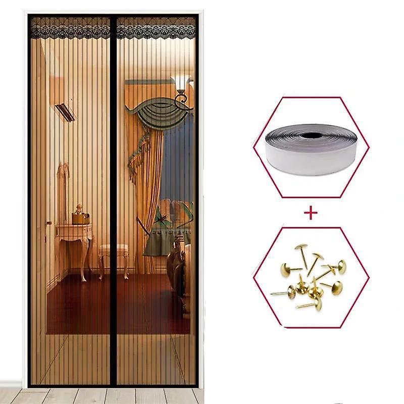 Slowmoose High-quality Magnetic Mesh Summer Anti Mosquito Net On The Door Magic Magnets 90X200CM / Stripe Black