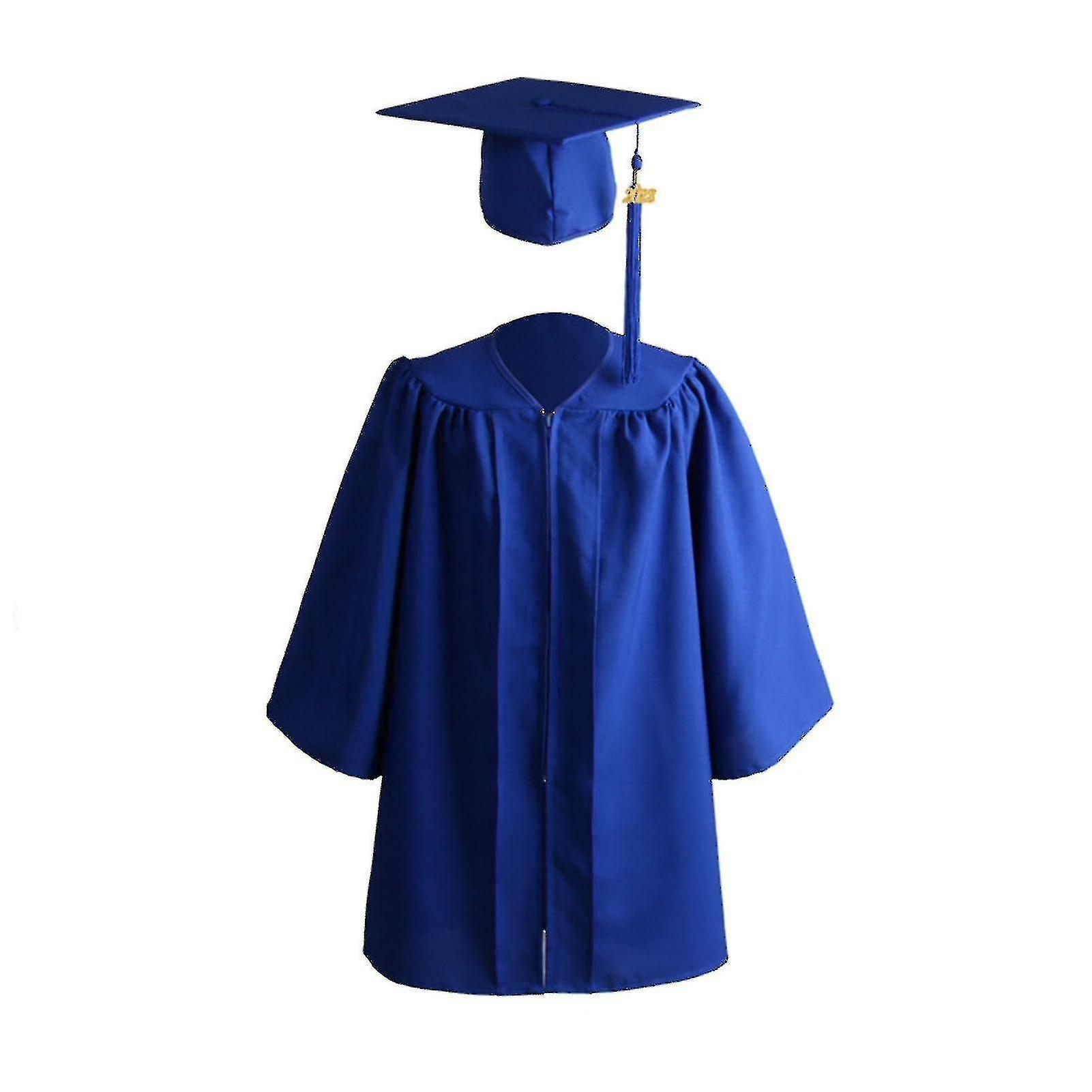 Italian Design 1 Set Graduation Gownzipper With Hat Polyester Kid Academic Dress_Italian Design Royal Blue S