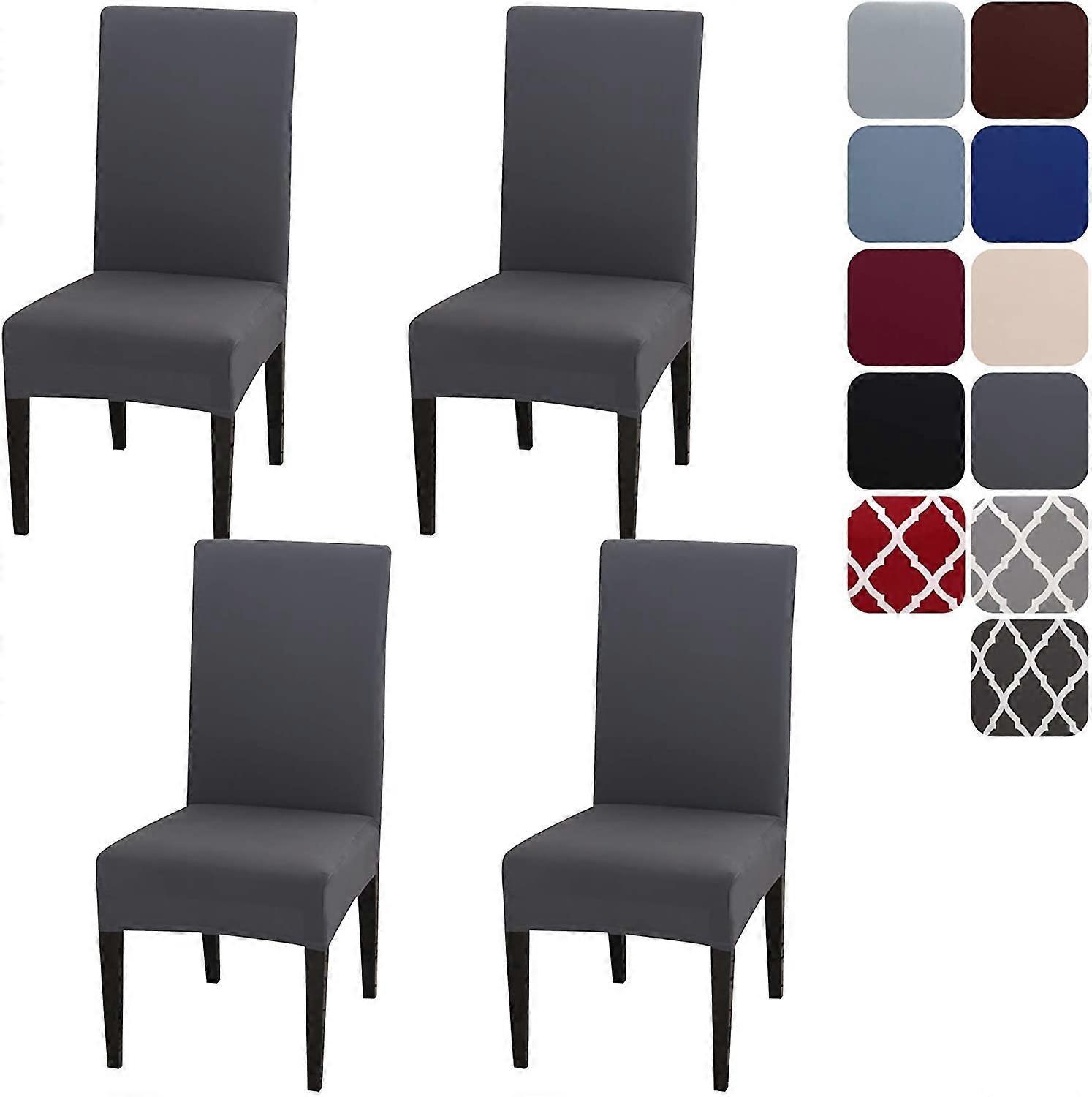 Ersam 4pcs Dining Room Chair Covers Slipcovers Set of 4 or 6, Stretch Removable Washable Dining Chair Protector Decoration Cover Seat Slipcover for...