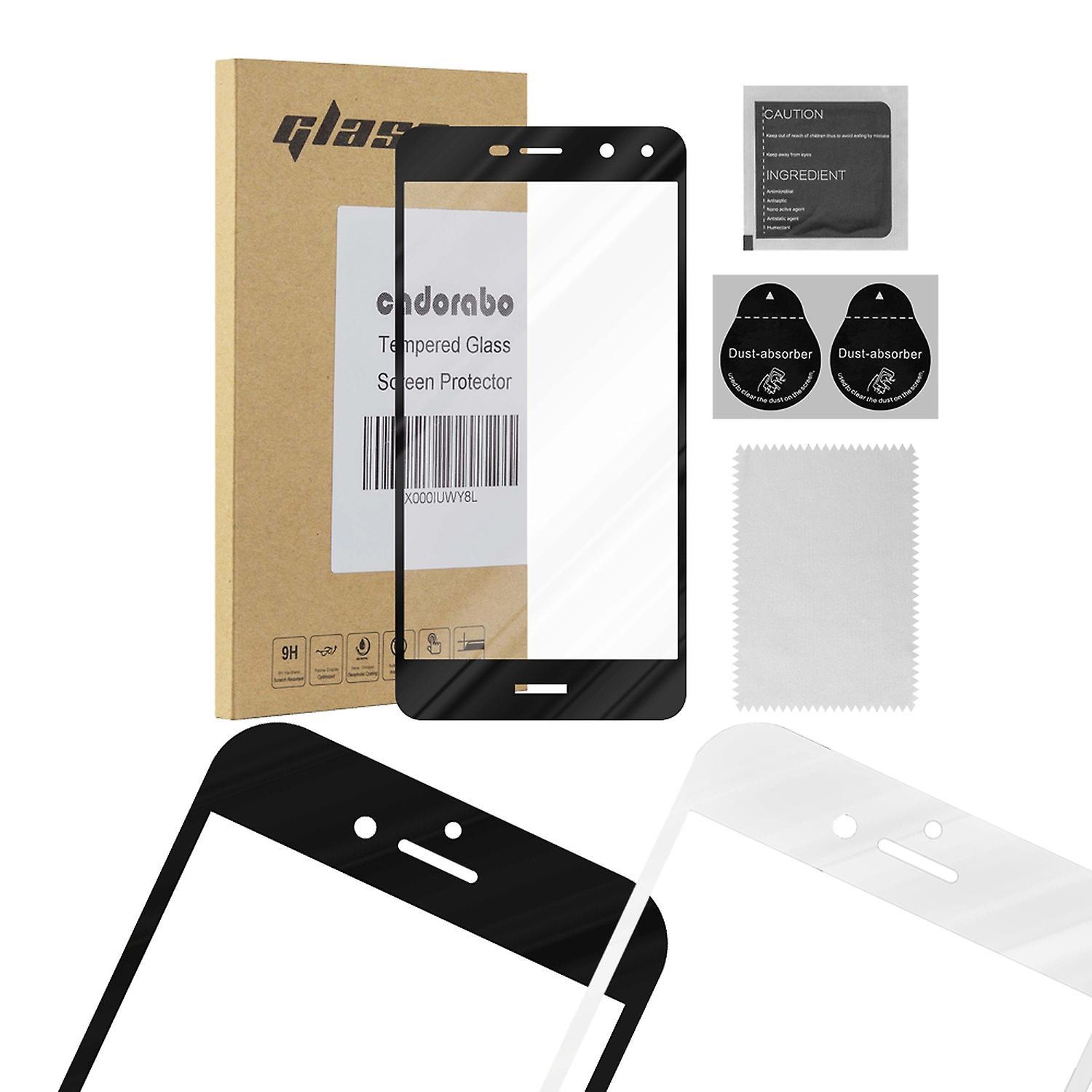 Cadorabo Huawei Y5 2017 / Y6 2017 Mobile Phone Screen Protector Screen Protector Glass Armored Film Cover TRANSPARENT with WHITE