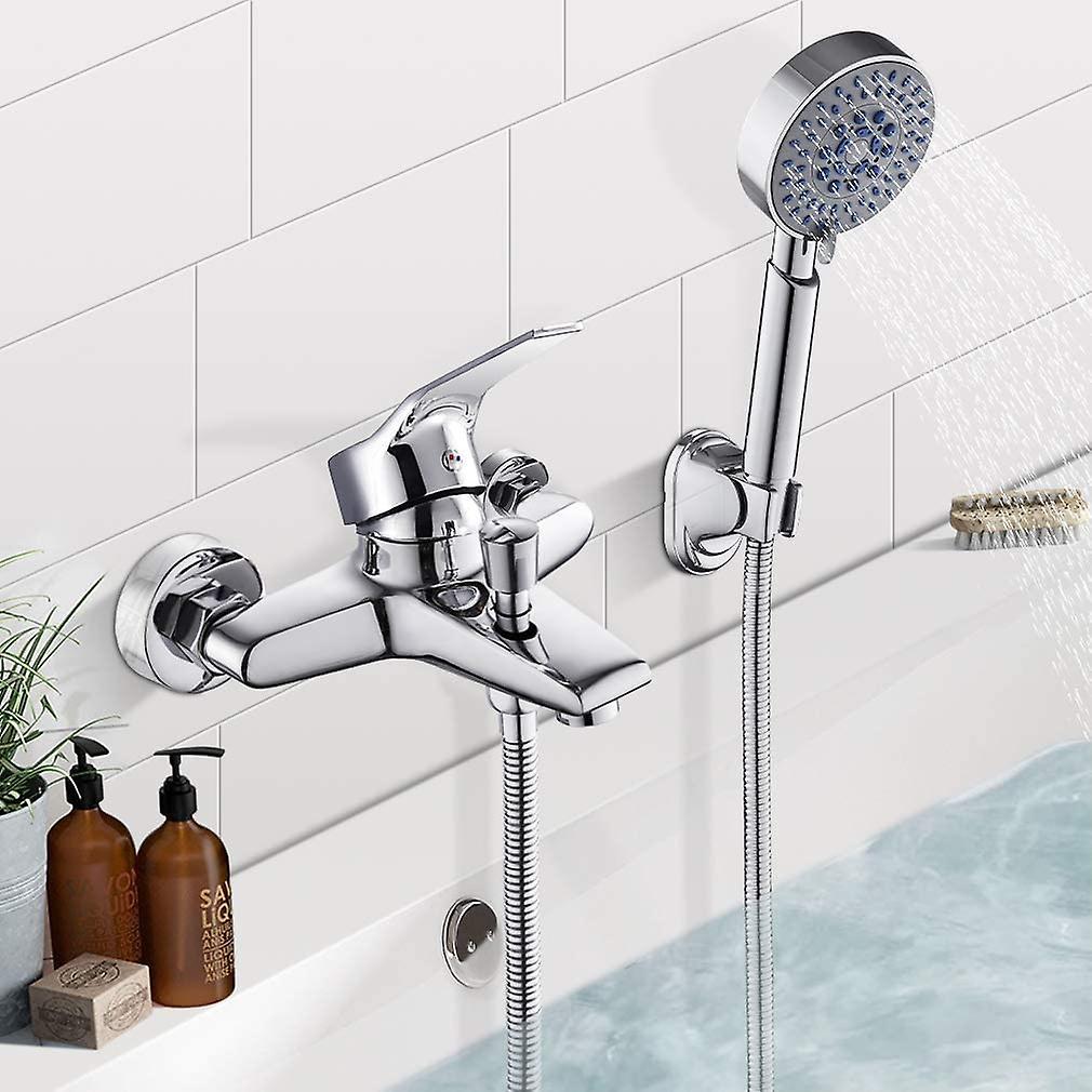 Zadian Chrome Bathtub Faucet Bath Mixer With Hand Shower Shower Faucet With 1.5m Hose And Bracket Brass+abs Bathtub Mixer Tap