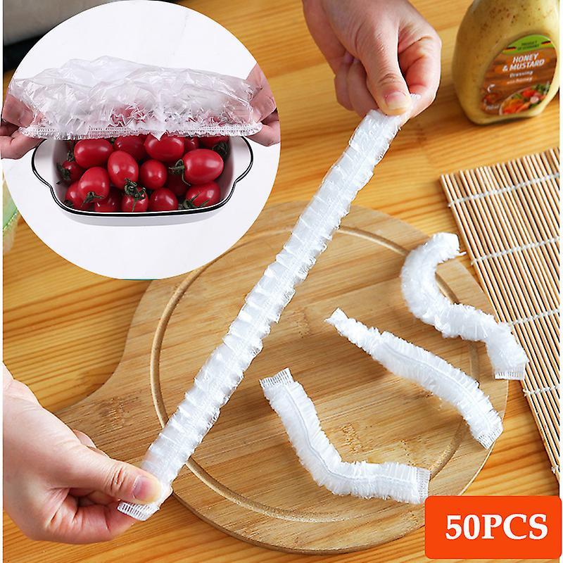 Huamade Disposable Food Cover  Plastic Wrap Elastic Food Lids For Fruit Bowls Cups  Caps Storage Kitchen Fresh Keeping  Saver Bag 50 pieces