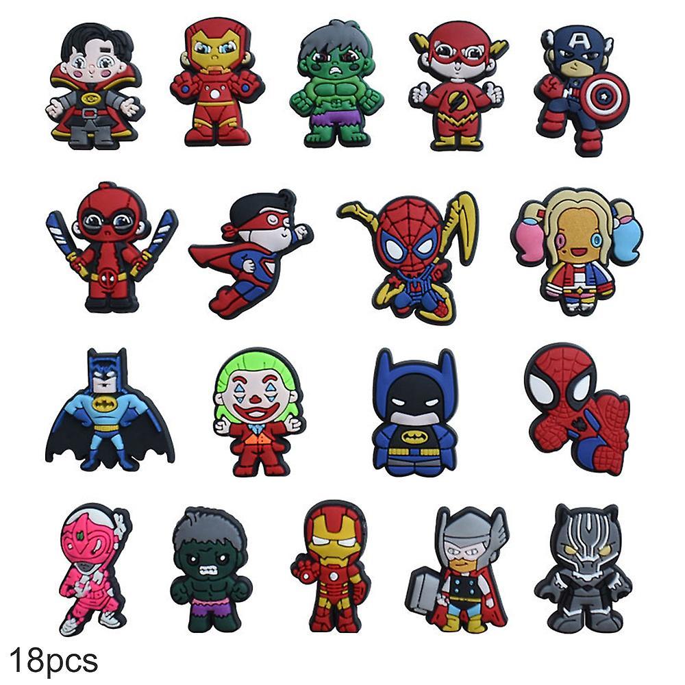 Ochime 18pcs Super Hero Series Crocs Shoes Charms Shoe Sandals Decoration Decors Birthday Gifts Shoes Accessories Set