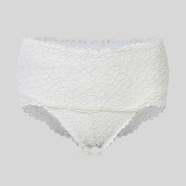 GreenZech Bamboo fiber sexy floral lace high waist seamless underwear White