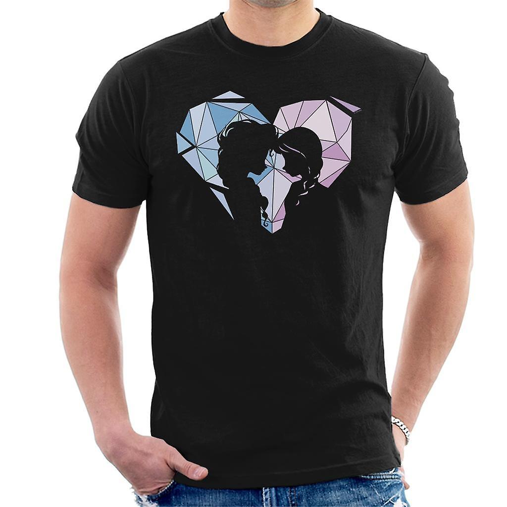 Disney Frozen Anna And Elsa Love Heart Prism Men's T-Shirt Black XX-Large