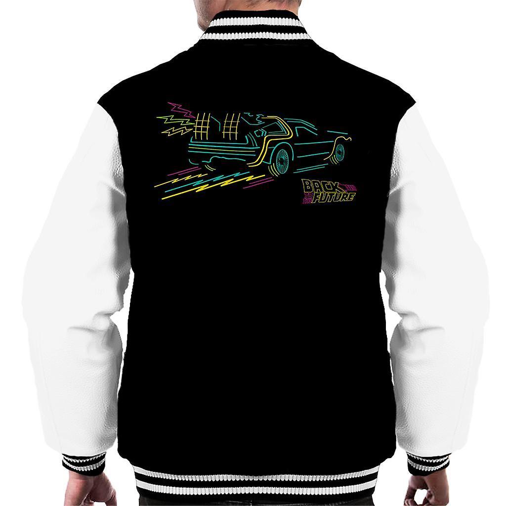 Back to the Future Delorean Neon Take Off Men's Varsity Jacket Black/White Small