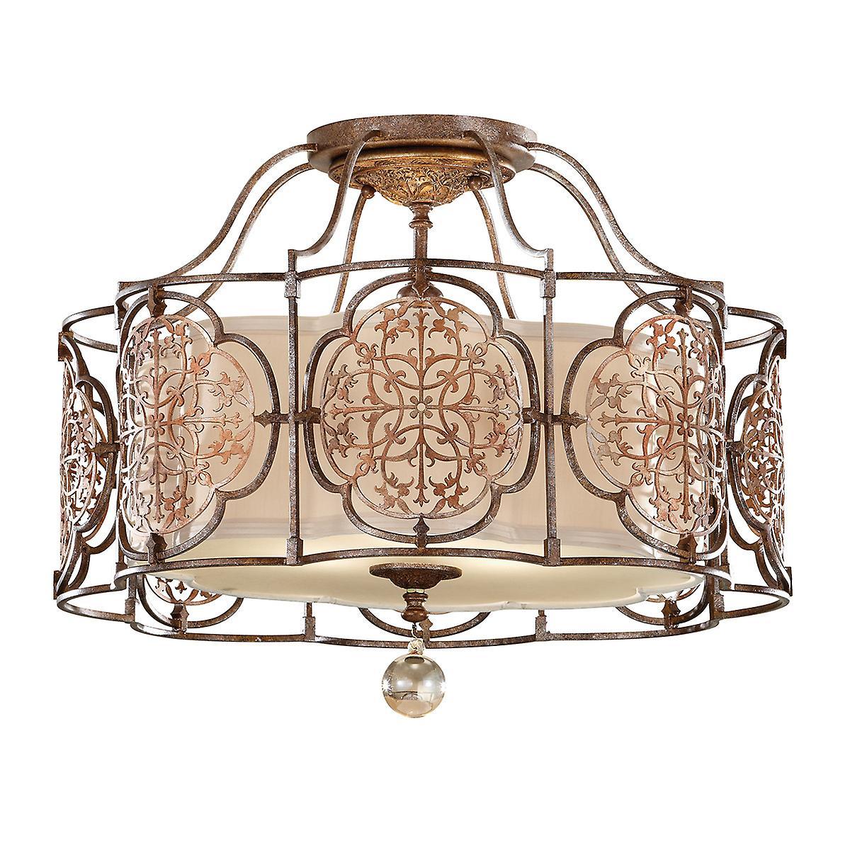 Marcella 3 Light Semi Flush Ceiling Light British Bronze E27