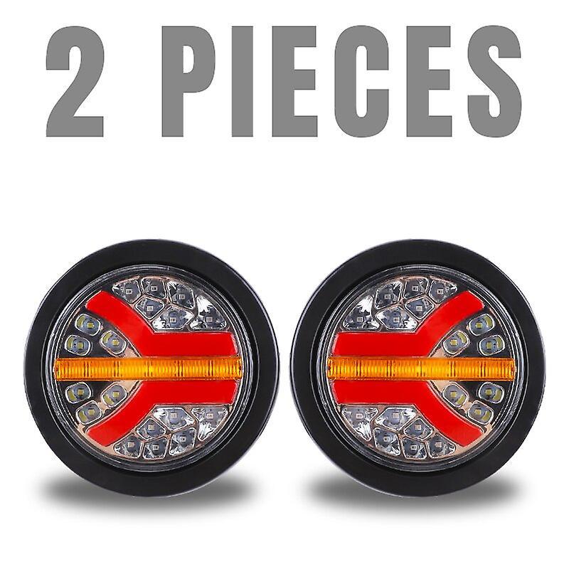 Motor Vehicle Lighting 4 Inch 12v 24v round led taillights truck rear lights for trailers 4x4 van pickup tail lamp dynamic turn signal stop light 2pcs