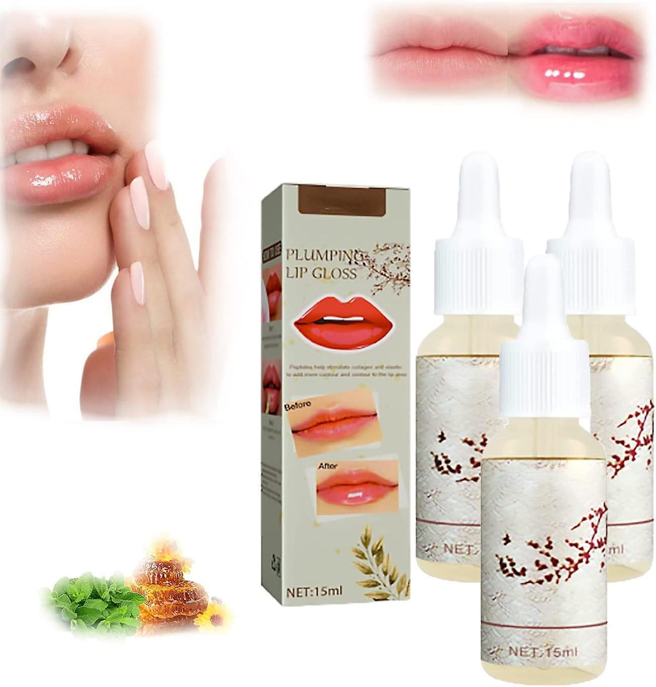 Hoh Collagen Instant Lip Plumper Serum, Plumping Lip Gloss, Instant Volume Lip Plumping Oil, For Fuller Softer Lips Increased Elasticity 3pcs