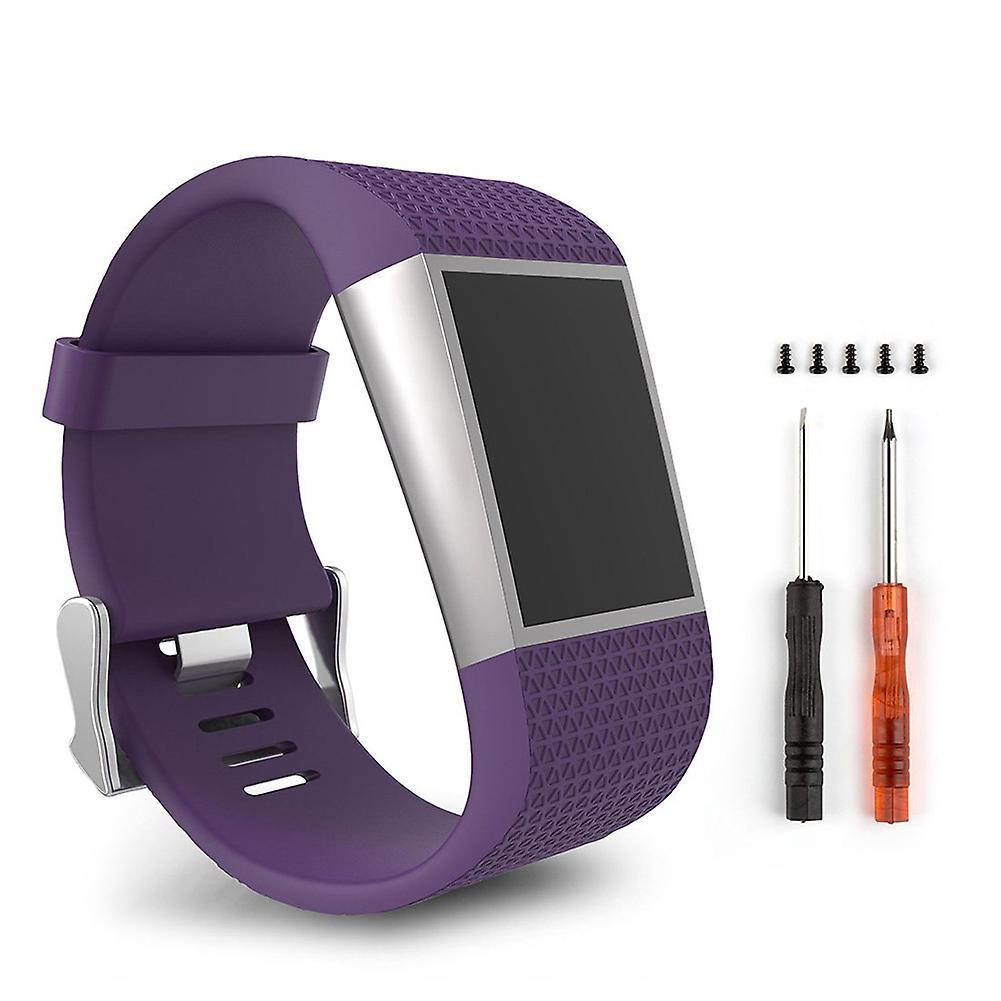 Fiauli Adjustable Replacement Silicone Smart Watch Band Wrist Strap for Fitbit Surge Purple S