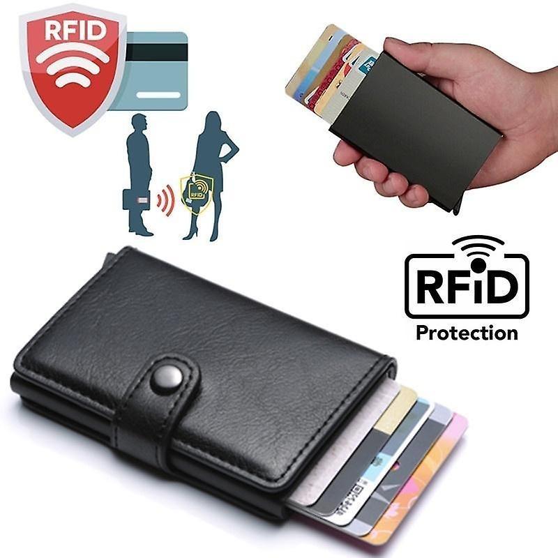 Best Trade Smart RFID Protection Wallet Card Holder 5pcs Card Genuine Leather 5 Colors Brown