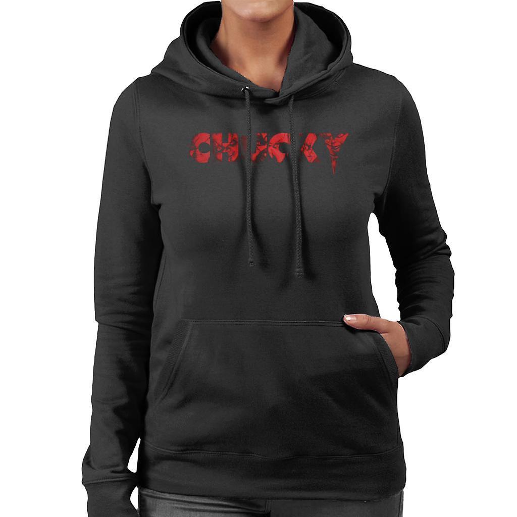 Chucky Logo Bold Face Women's Hooded Sweatshirt Black Small