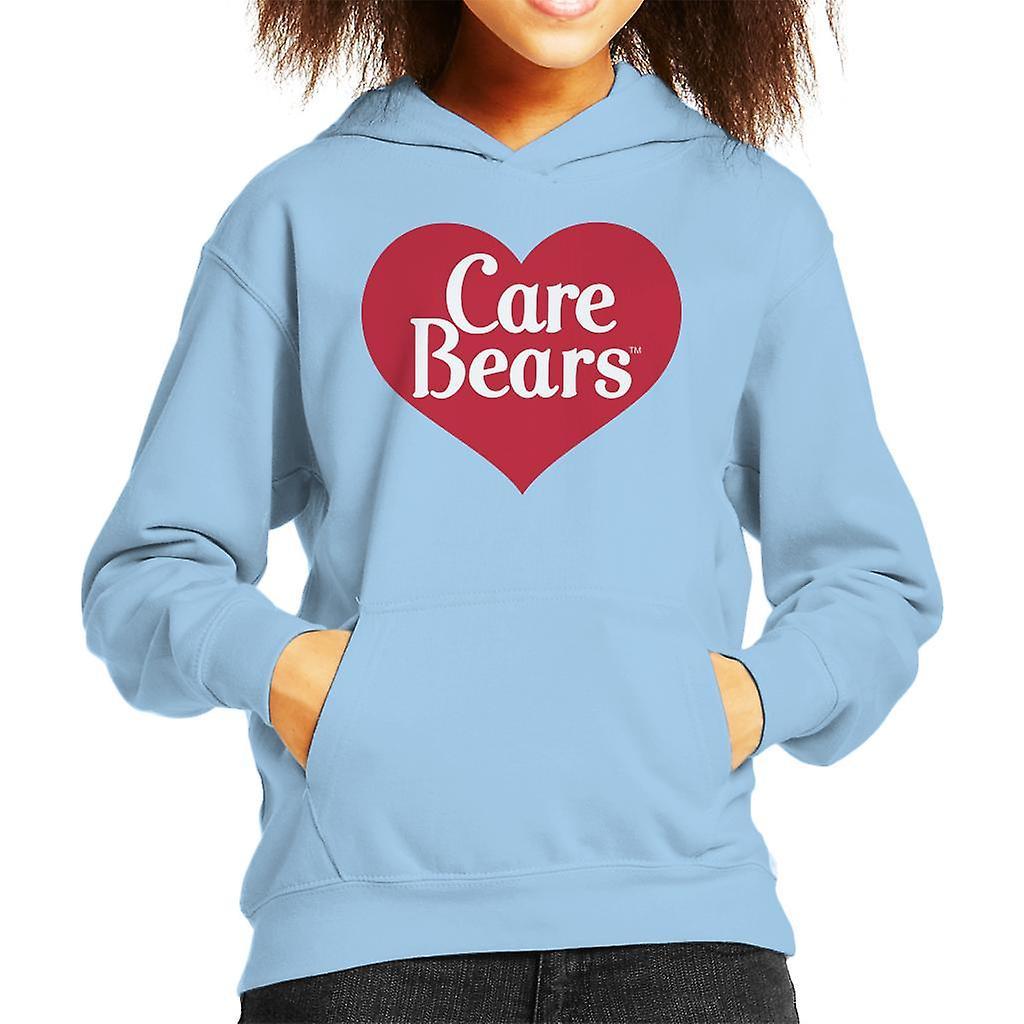 Care Bears Love Heart Logo Kid's Hooded Sweatshirt Sky Blue X-Large (12-13 yrs)