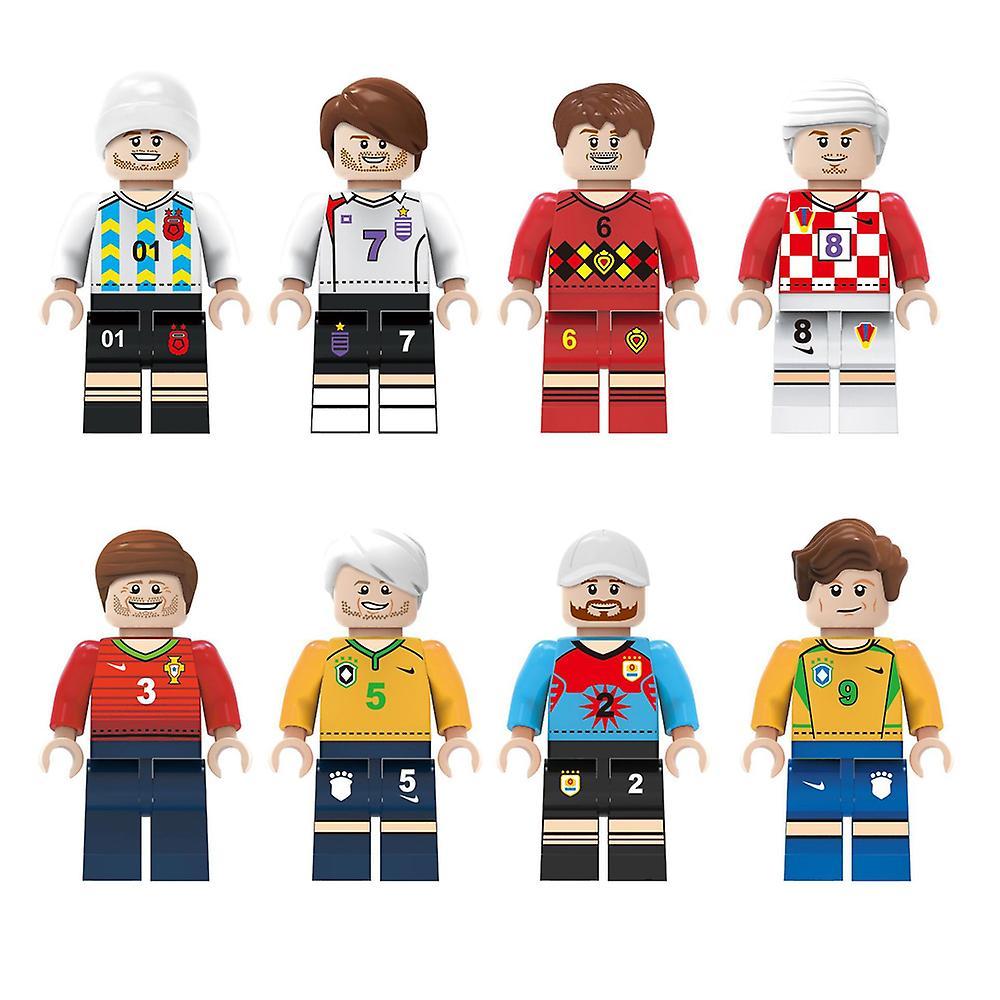 Unbrand 8pcs/set Football Player Building Blocks Minifigures Toy Colorful 8 pc