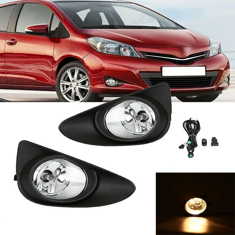 Loerss 1 Pair Fog Light Lamp For Toyota Yaris Hatchback 2012-2014 Front Bumper Driving Fog Light Lamps +wiring Switch+ Bulbs Assembly