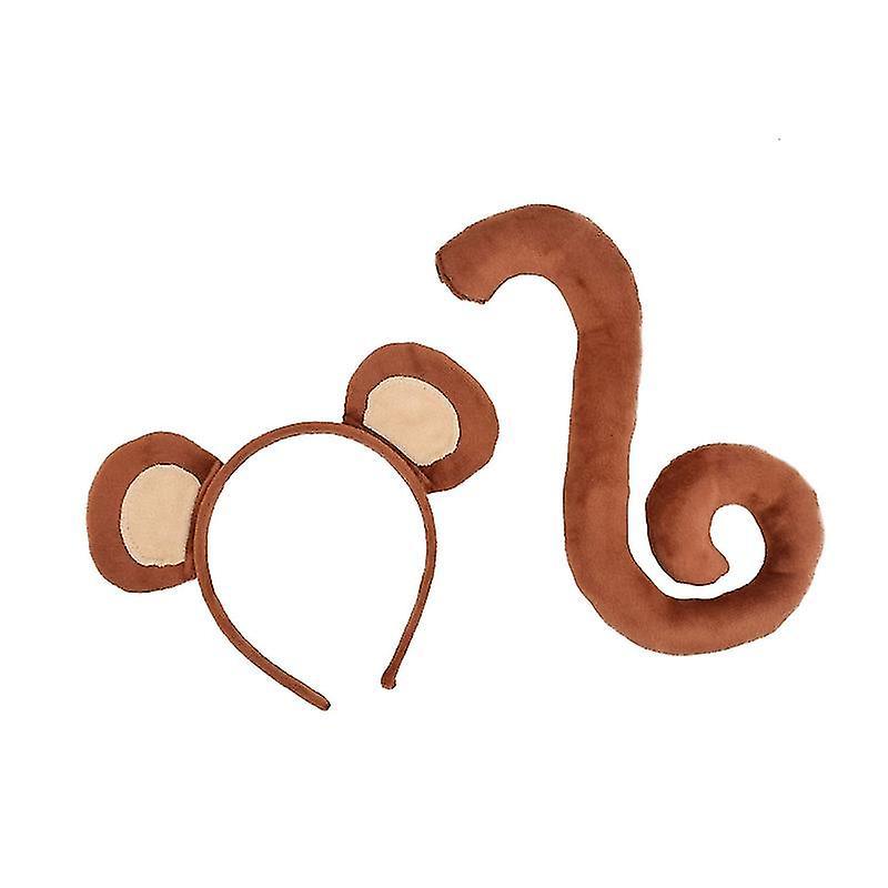 Manchalk Halloween Animal Costume Tiger Giraffe  Ears Hair Hoop Tail Set Cartoon Party Headdress Cosplay Party Fancy Dress Monkey