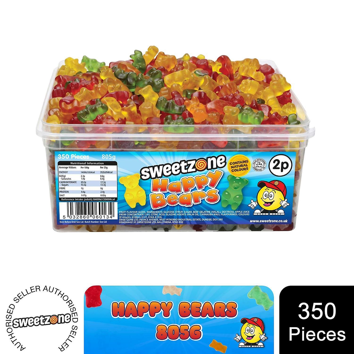 Sweetzone Halal Gluten Free Sweet Tub Happy Bears 805g, 350 pcs