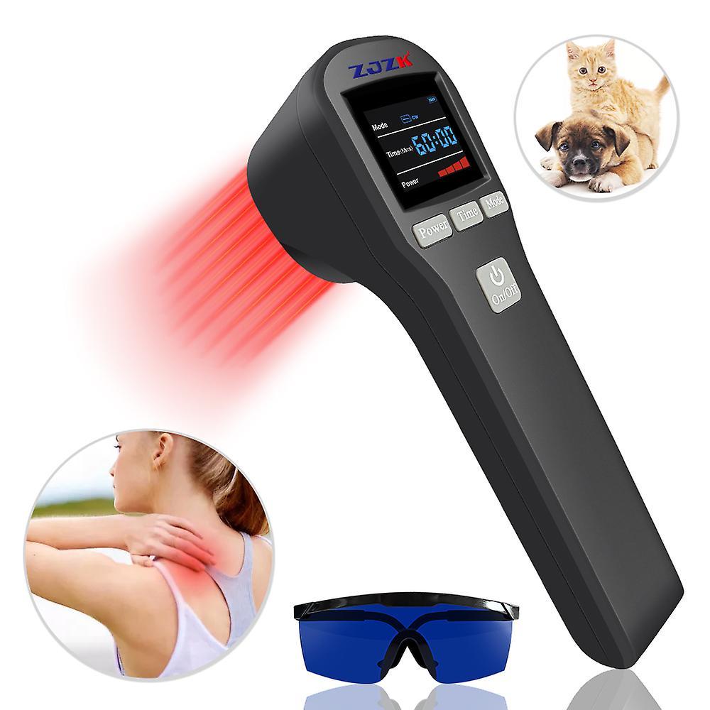 Jelivey Zjzk Cure Laser Therapy Devices 20 Diodes Handheld Physiotherapy Devices 650nm 808nm For Knee Joint Back Shoulder Pain Relief Black