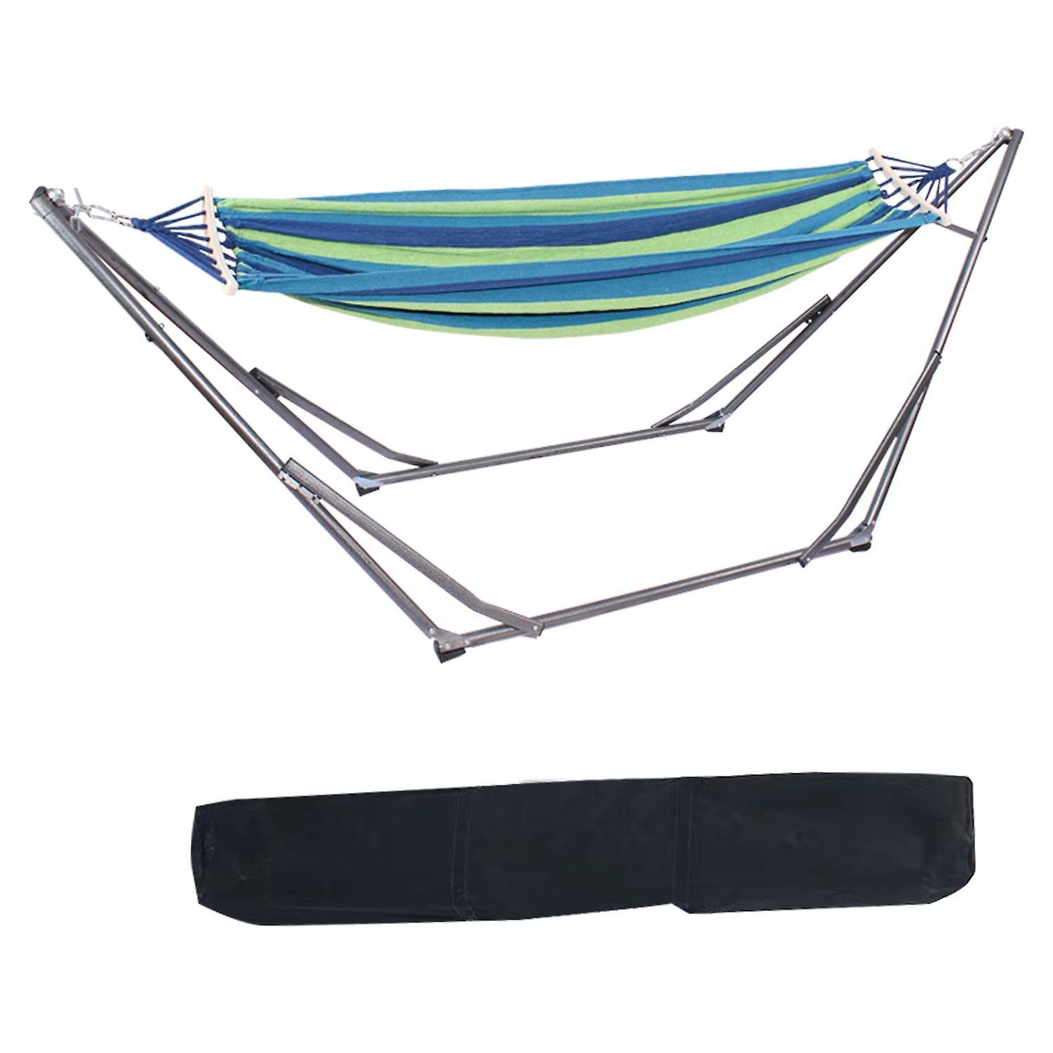 ZHOUBA 1 Set Folding Swing Hammock Height Adjustable Non-slip Pad Design with Heavy-Duty Hammock Stand