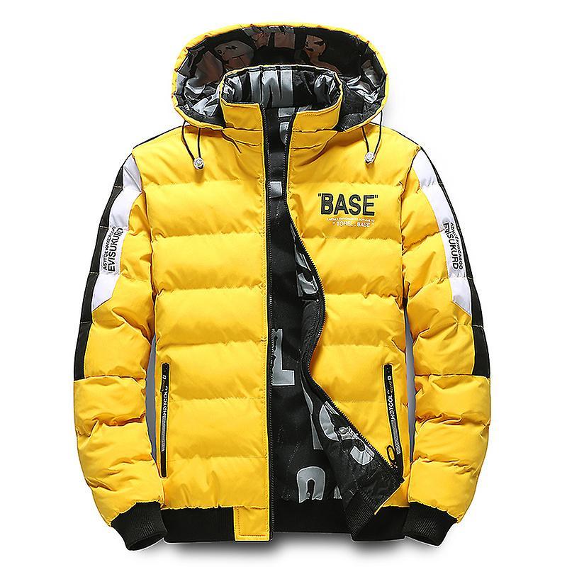 Kissqiqi Men's Reversible Lightweight Jacket, Reversible Water-Resistant Hooded Coat Yellow L