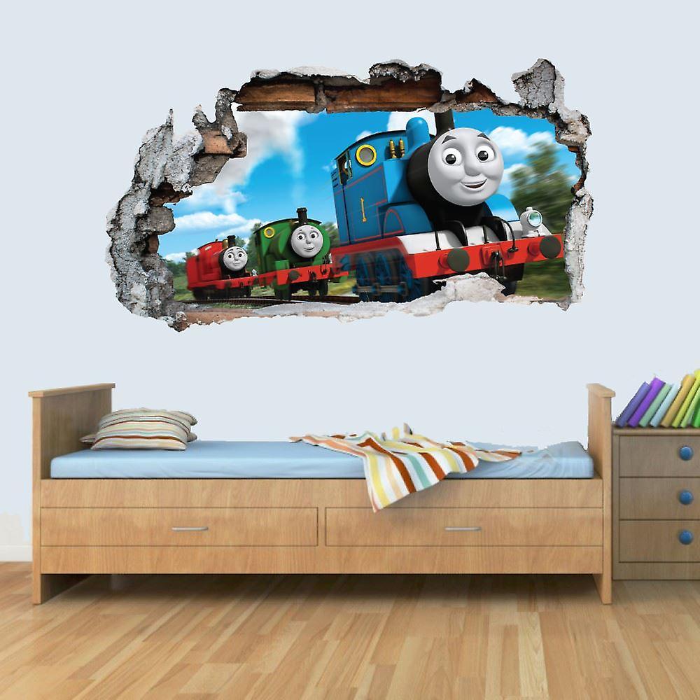 giZmoZ n gadgetZ Trains 3D Smashed Wall Art Decal Vinyl Sticker Boys Girls Bedroom Trains Small 28x51cm