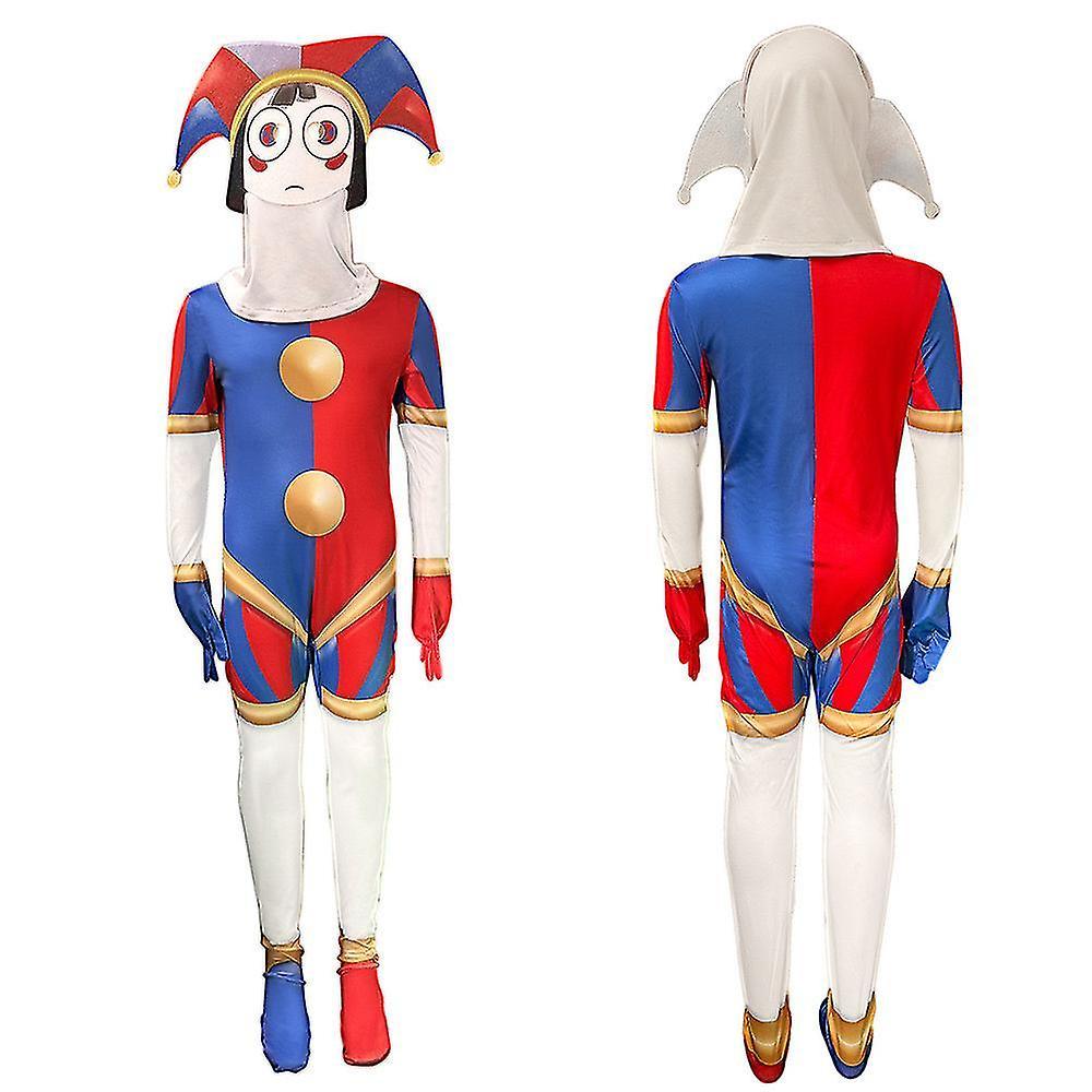 Jnnjv The Amazing Digital Circus Cosplay Costume Playsuit Jumpsuit Full Set Pomni 9-10 Years