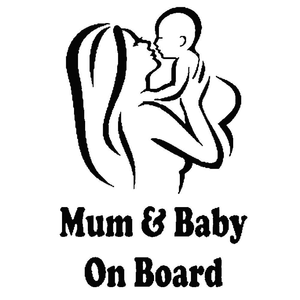 SIJIALI Mum Baby on Board Car Vehicle Body Window Reflective Decals Sticker Decoration Black