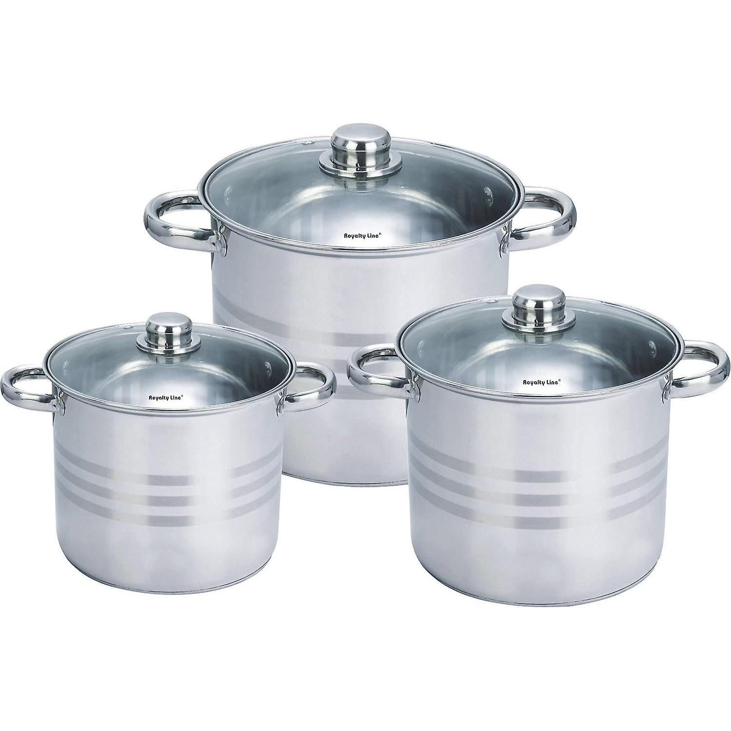 RoyaltyLine Set of Three Stainless Steel Pots