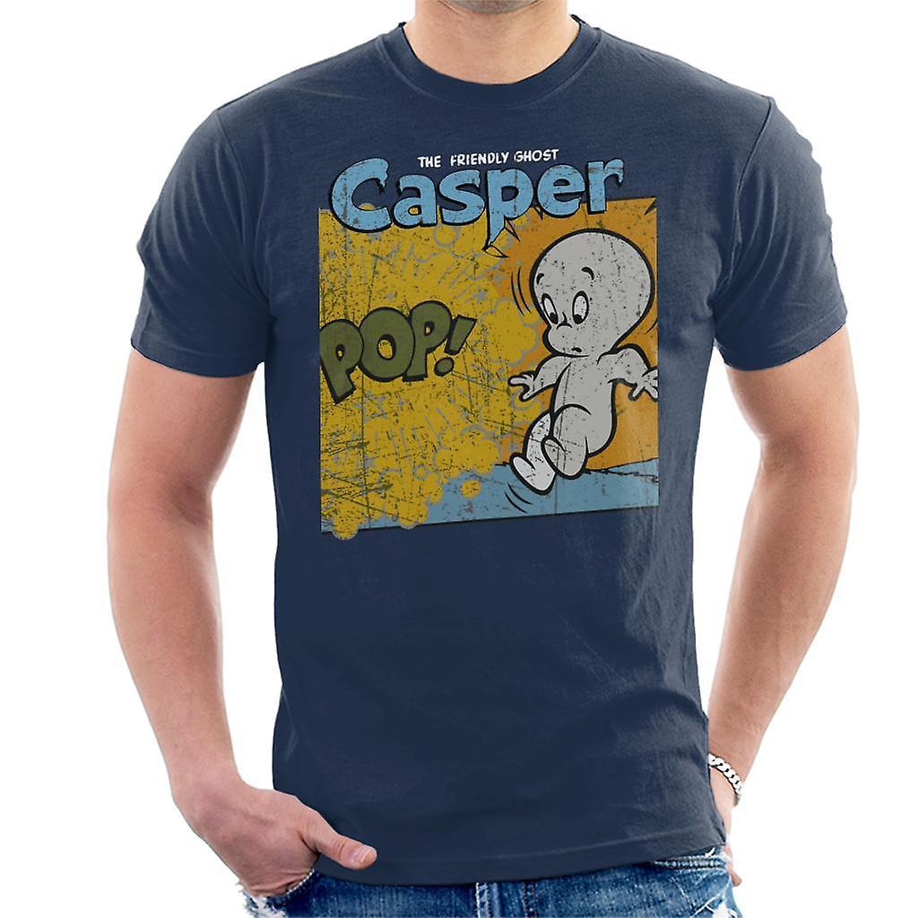 Casper The Friendly Ghost Pop Frame Men's T-Shirt Navy Blue X-Large