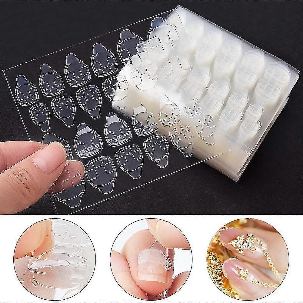 Lycxames 24 stickers Double-sided Glue Nail Sticker Transparent Adhesive False Nail Tips For Fingers