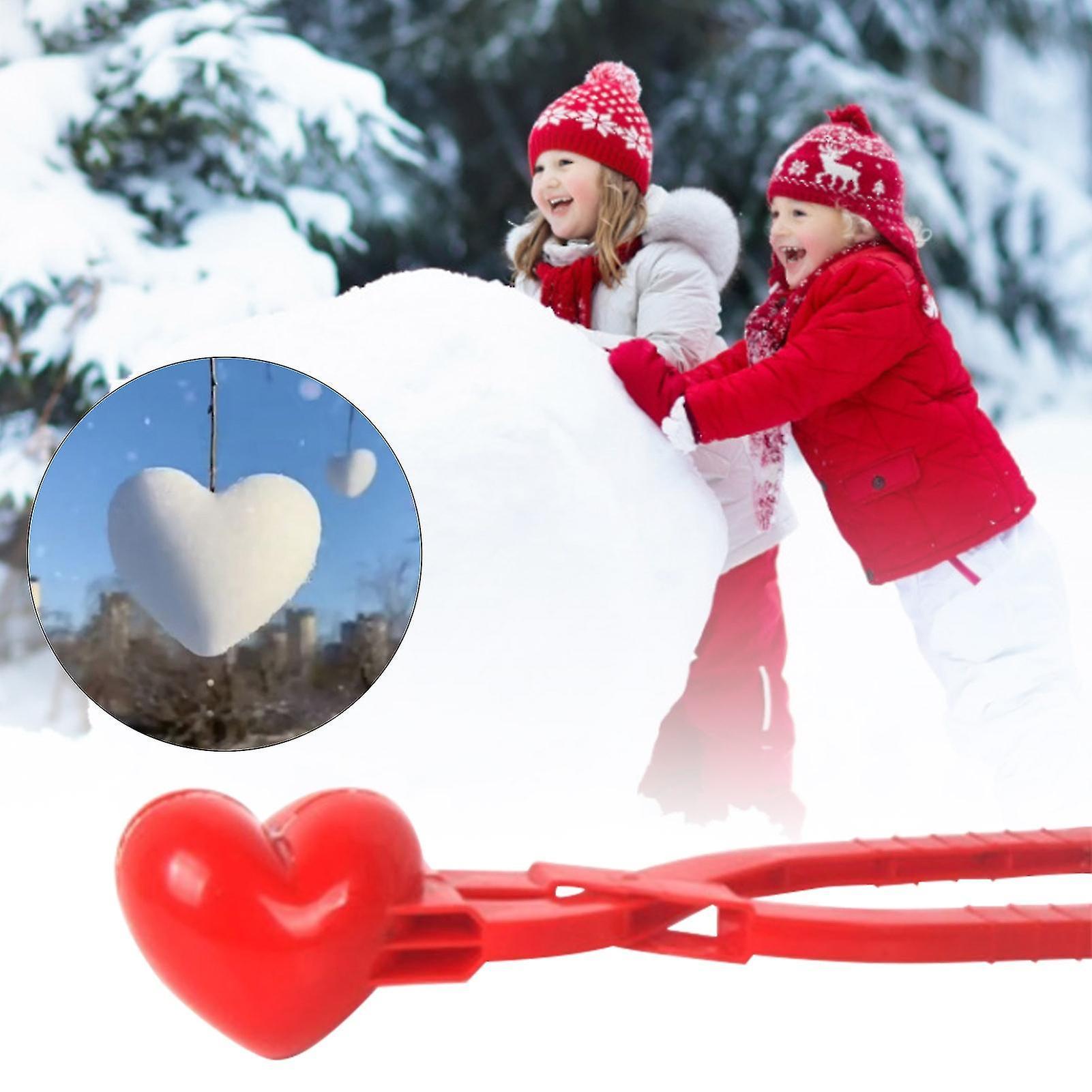 Fightinggirl Red Heart Snowball Maker Outdoor Sand Snow Ball Mold Children Snowman Maker Clip Toy Kids Winter Toys