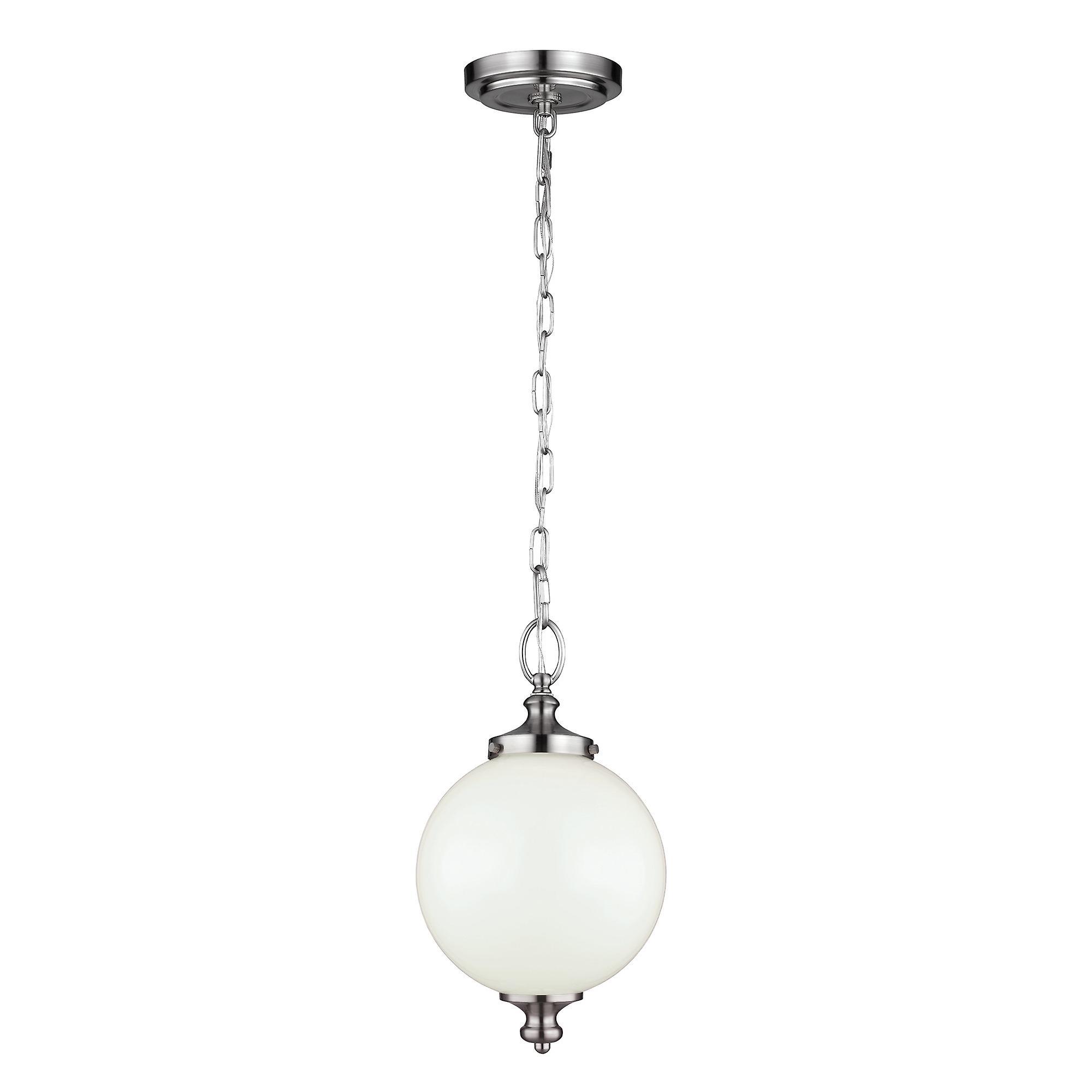 Parkman 1 Light Small Globe Ceiling Pendant Brushed Steel E27