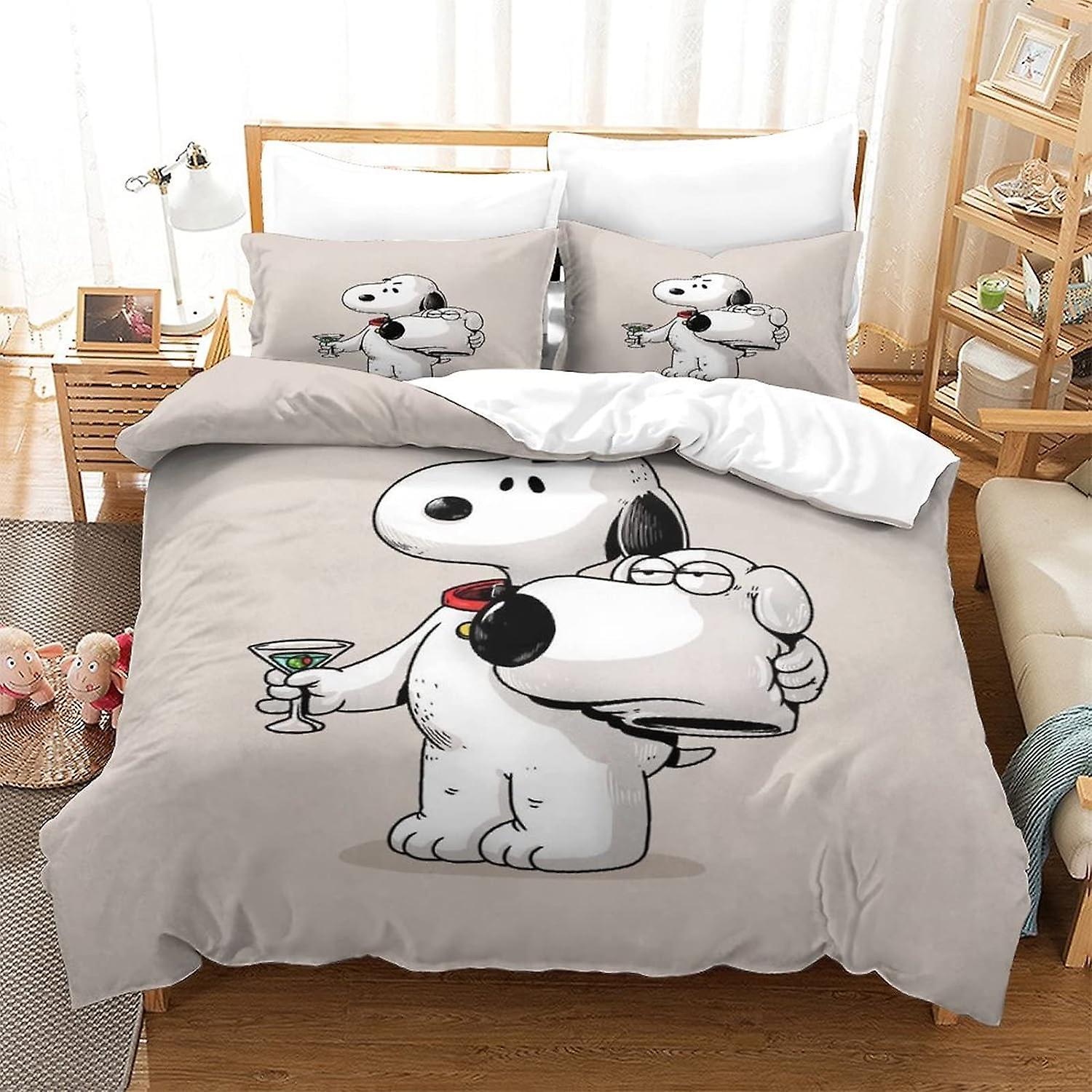 Kerota Snoopy Bedding Set, Duvet Cover and Pillowcases, Soft Microfiber with Zipper Closure for Kids and Adults  135*200 CM Single135x200cm