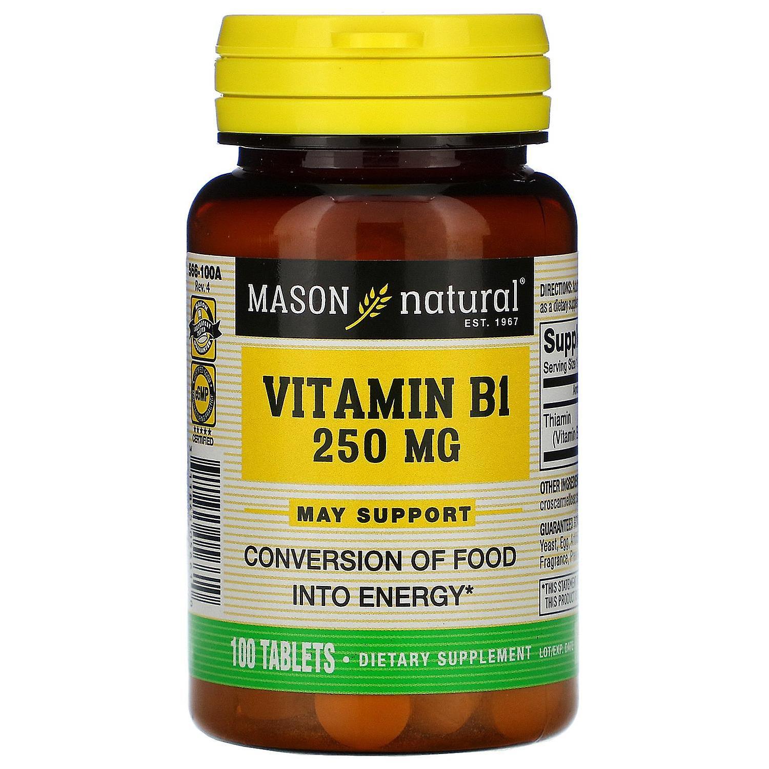 Mason Natural, Vitamin B-1, 250 mg, 100 Tablets