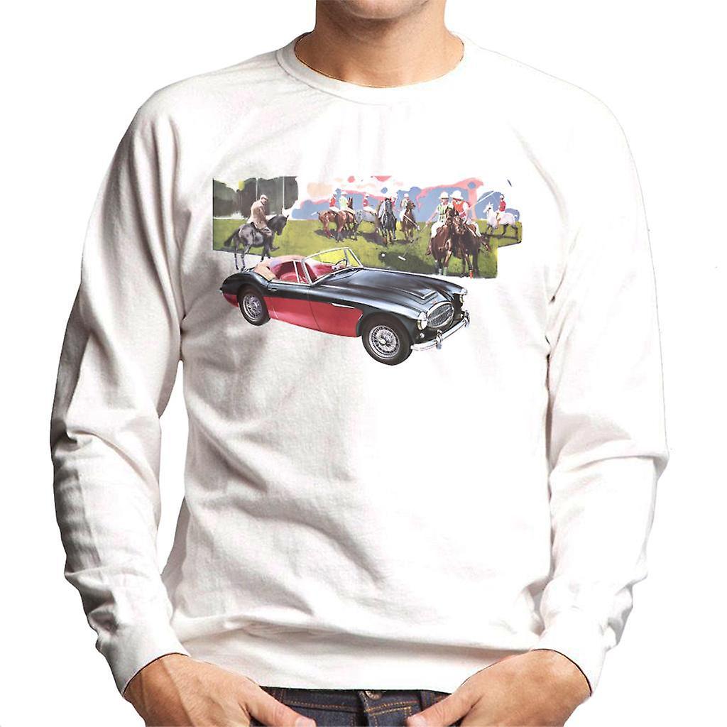 Austin Healey Background Of Sport Horses British Motor Heritage Men's Sweatshirt White Medium