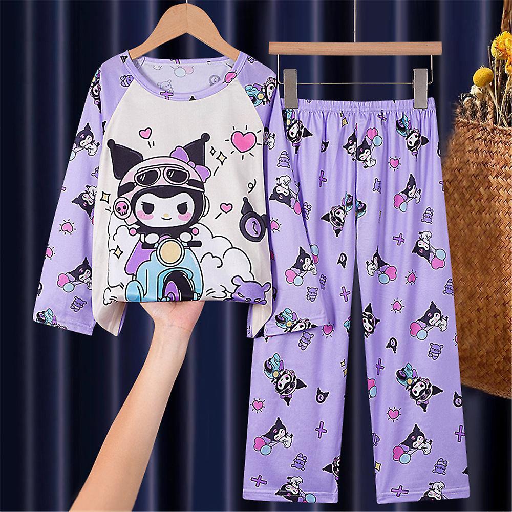 Shakub Sanrio Printed Pajamas Set Long Sleeve Tops Pants Sleepwear Nightwear Loungewear Gifts 4-12 Years Kids Girls Kuromi 7-9 Years