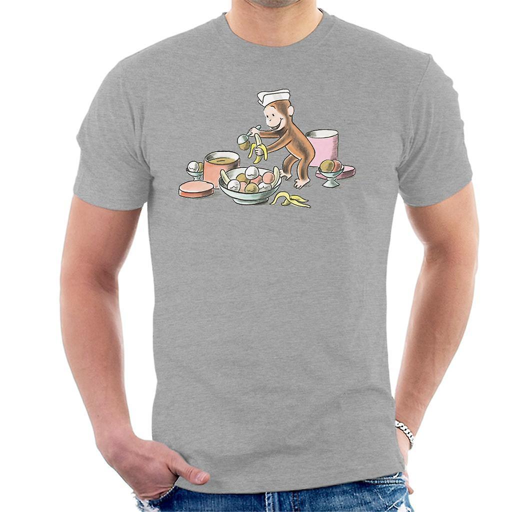 Curious George Ice Cream And Bananas Men's T-Shirt Heather Grey Small