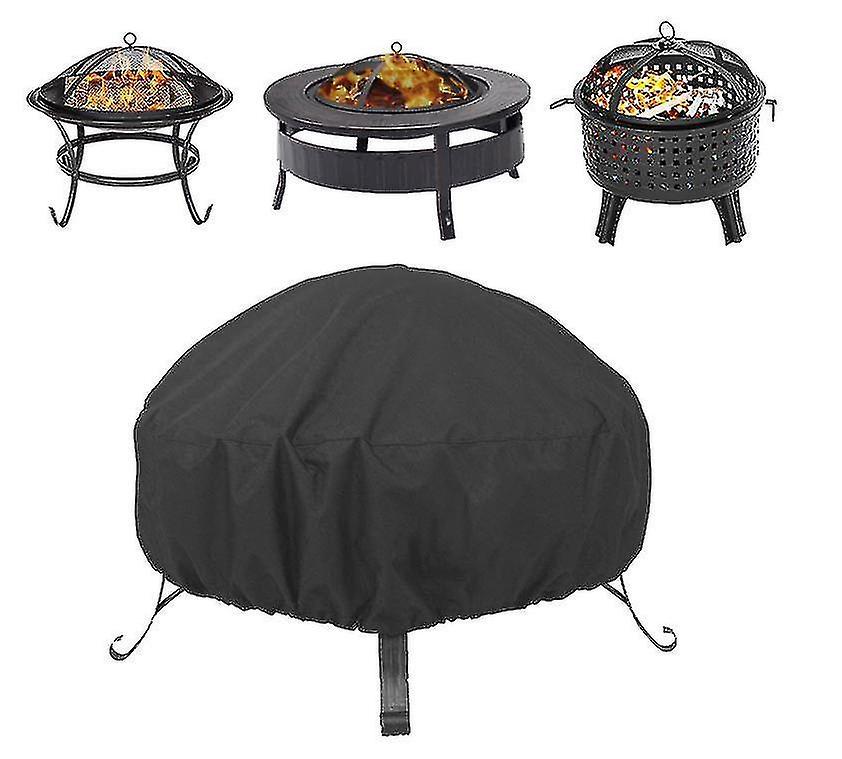 Yesfit Round Fire Pit Stove Dust Cover 210d Oxford Cloth Outdoor Dustproof And Waterproof Cover black 85*40cm