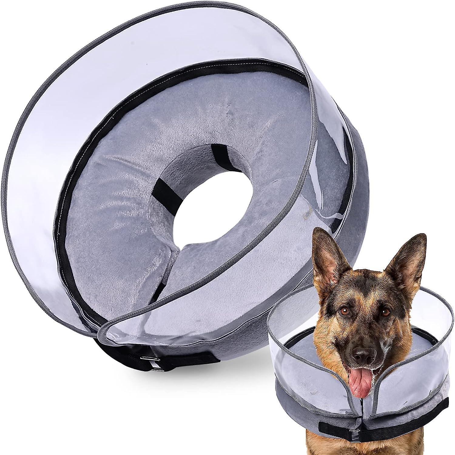 Frusde Dog Cone, Inflatable Dog Cone After Surgery For Small Medium Large Dogs, Soft Cones With Enhanced Anti-licking Grey XL