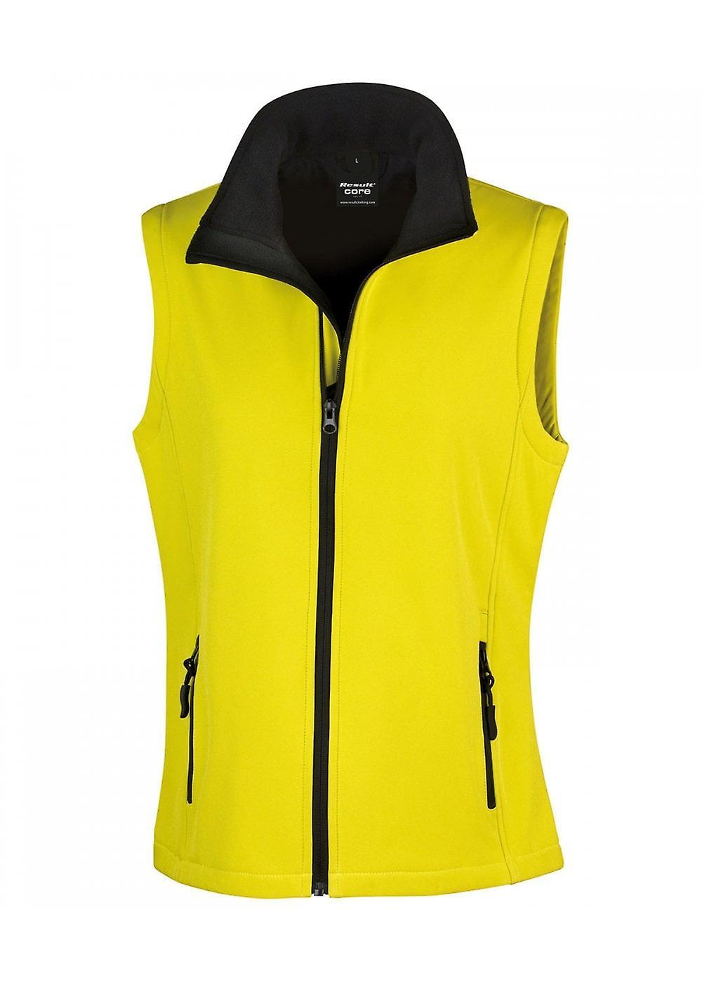 Women's Result Core Women's Printable Softshell Bodywarmer R232F Yellow / Black