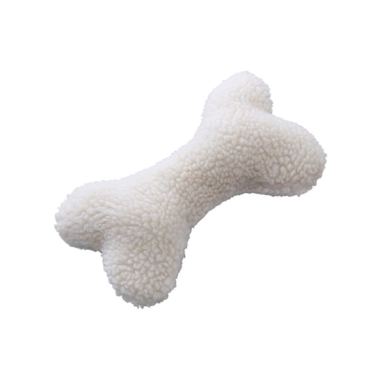 Yamaler Dog Squeaky Toy Soft Plush Dog Chew Toy Boredom Relief Interactive Bone-shaped Pet Teeth Cleaning Toy Pet Supplies Beige