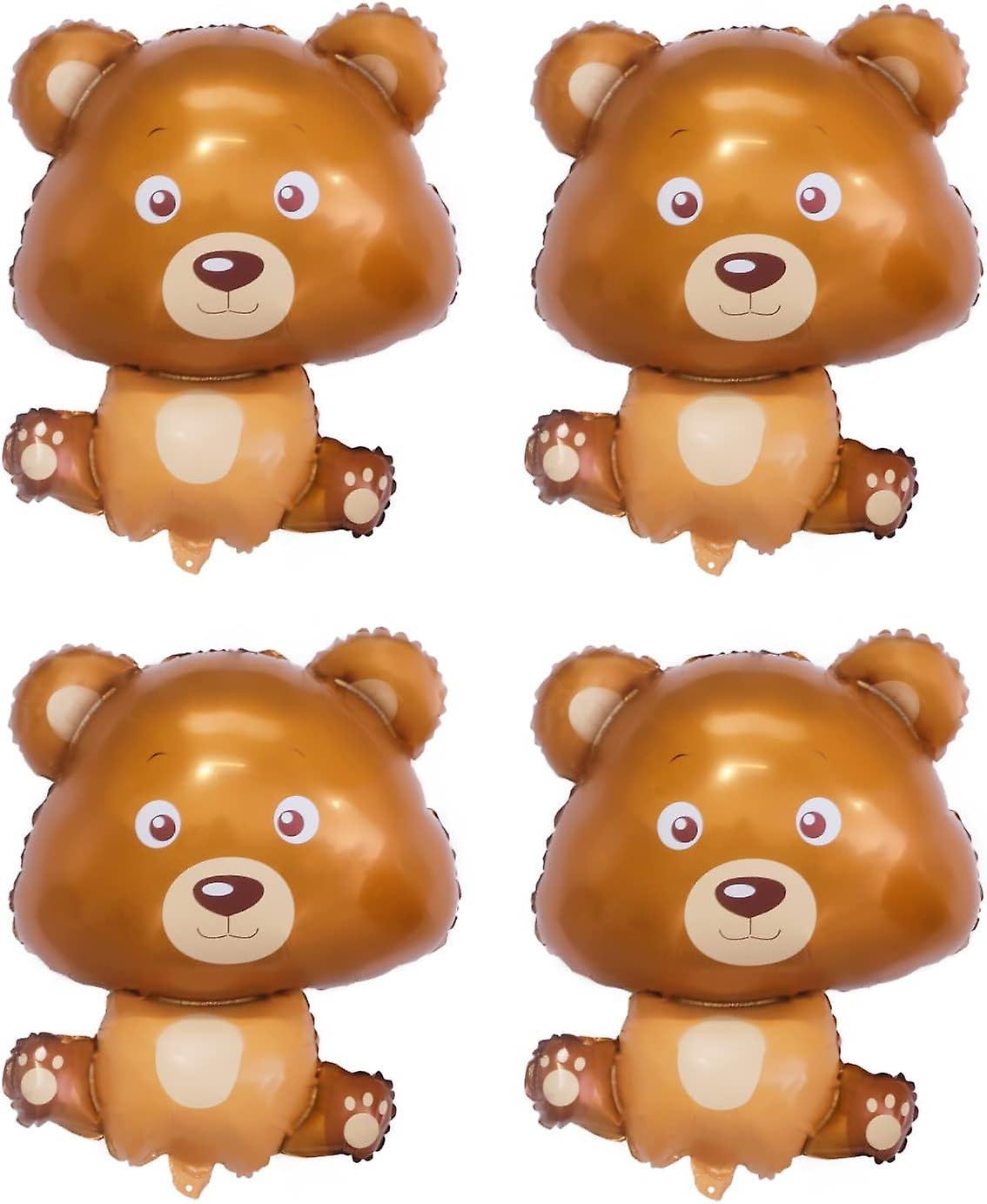 Ubiuo 4pack Bear Balloons, Teddy Bear Foil Balloon Decorations For Woodland Theme Baby Shower Children Birthday Party Decor Supplies