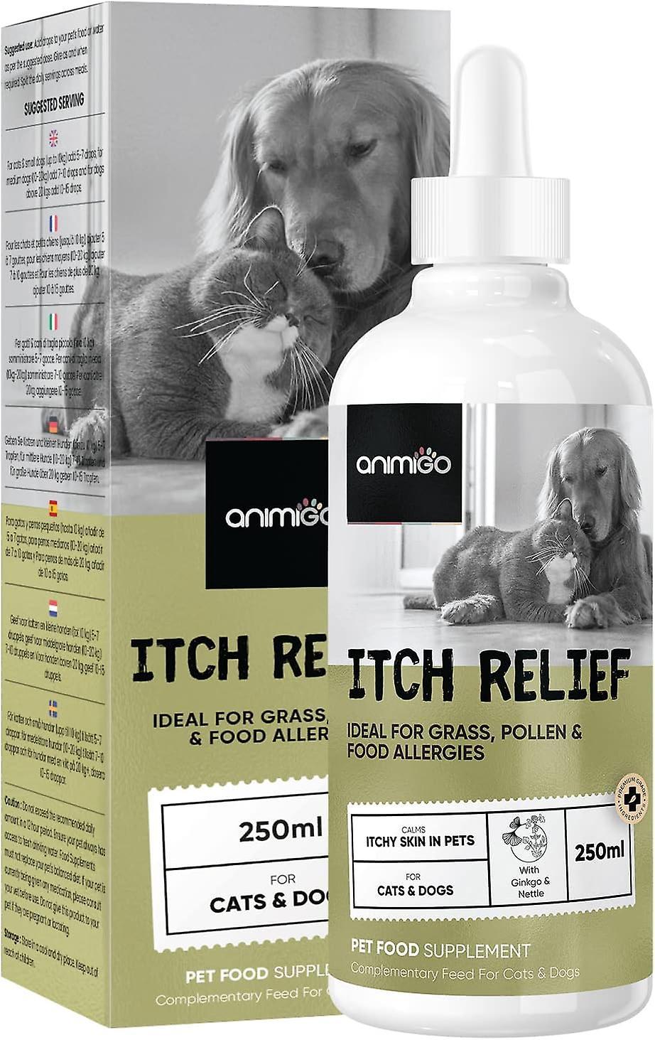 Itch Relief For Cats & Dogs - Premium Natural Allergy Aid For Pets - 250ml Liquid Drops - 3 Pack